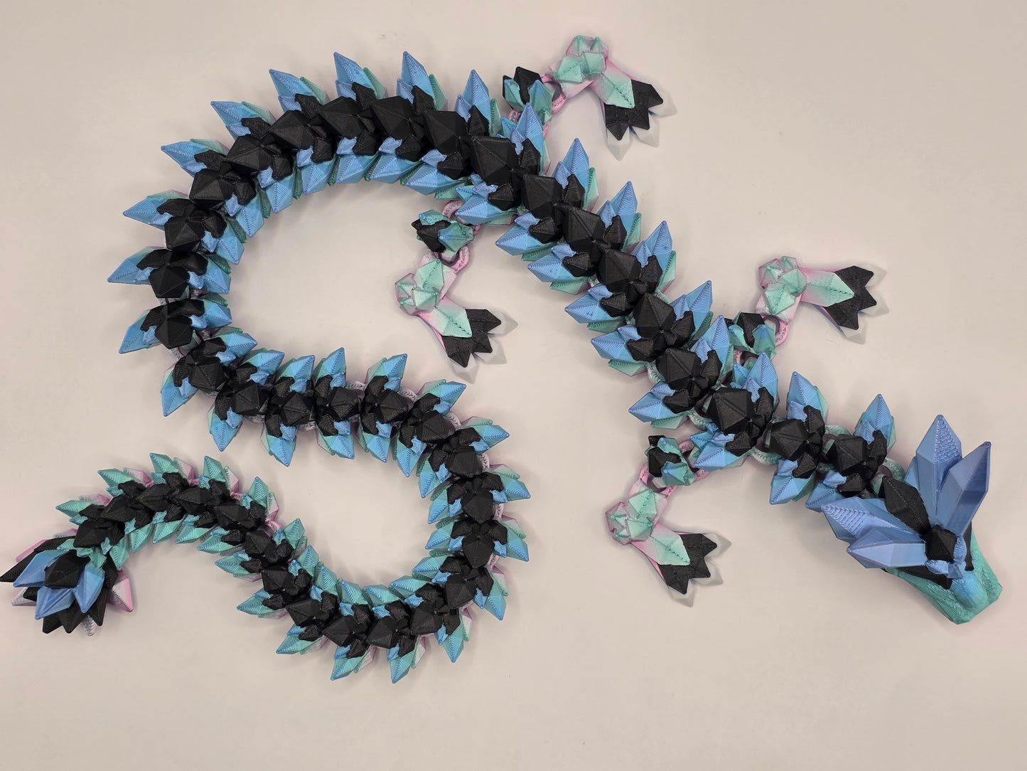 27" Crystal Dragon #1 - Blue Rainbow Silk Ombre