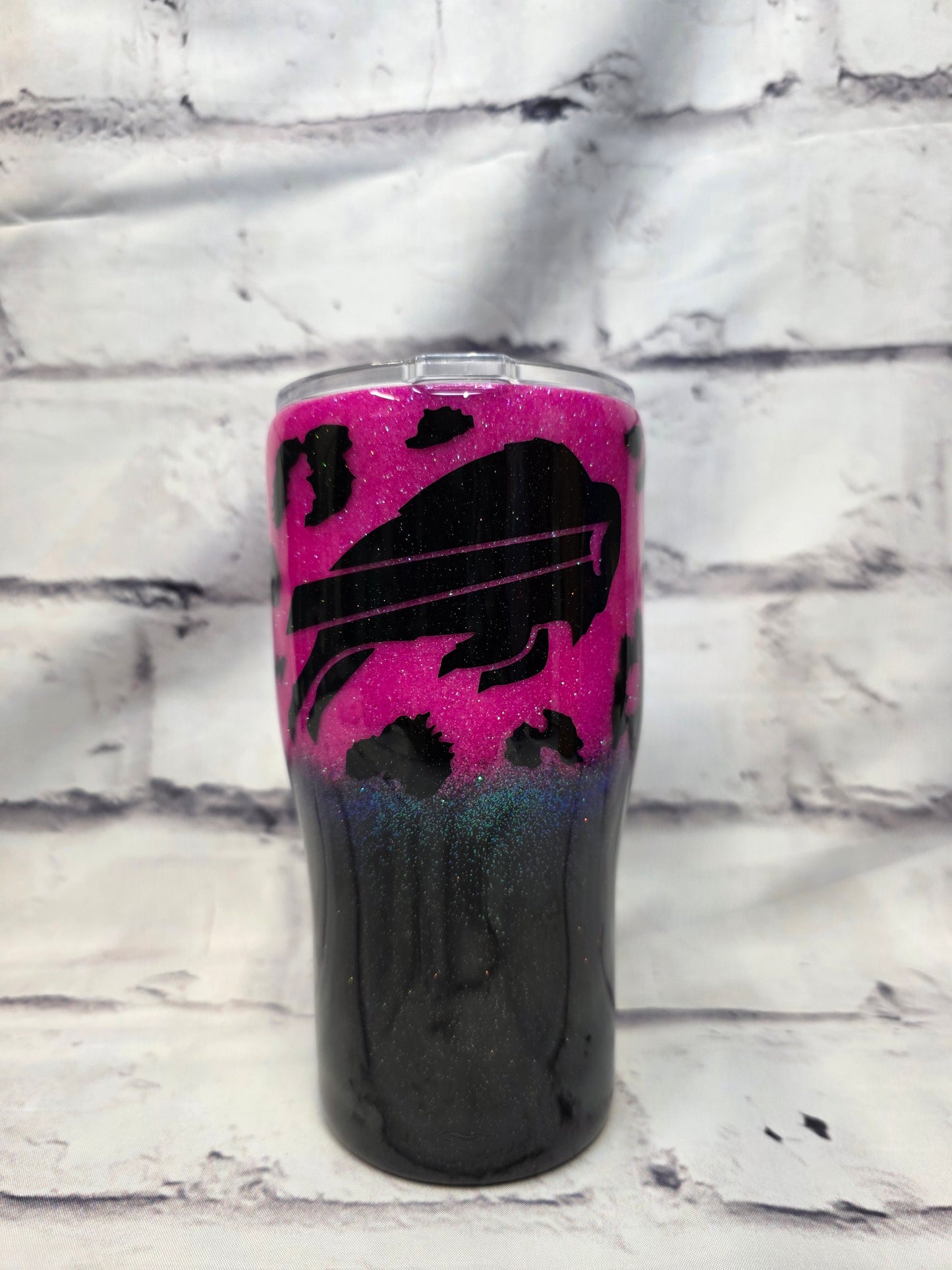 Black and Pink Buffalo B - Epoxy 20 oz Curved