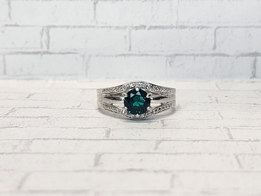 Size 10 Rhodium Plated  - 10C19 Green