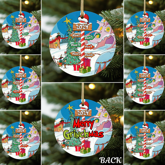 Green Guy Road Sign Family Ornament