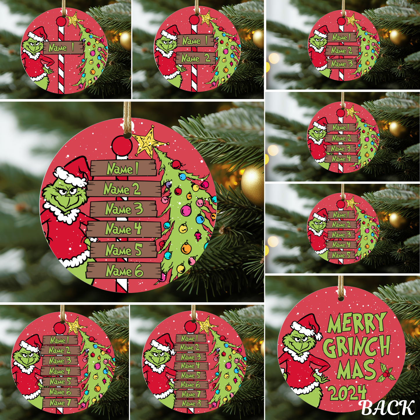 Green Guy Tree and Road Sign Family Ornament