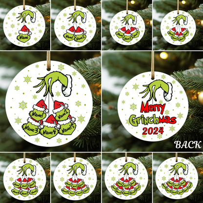 Green Hand Family Ornament