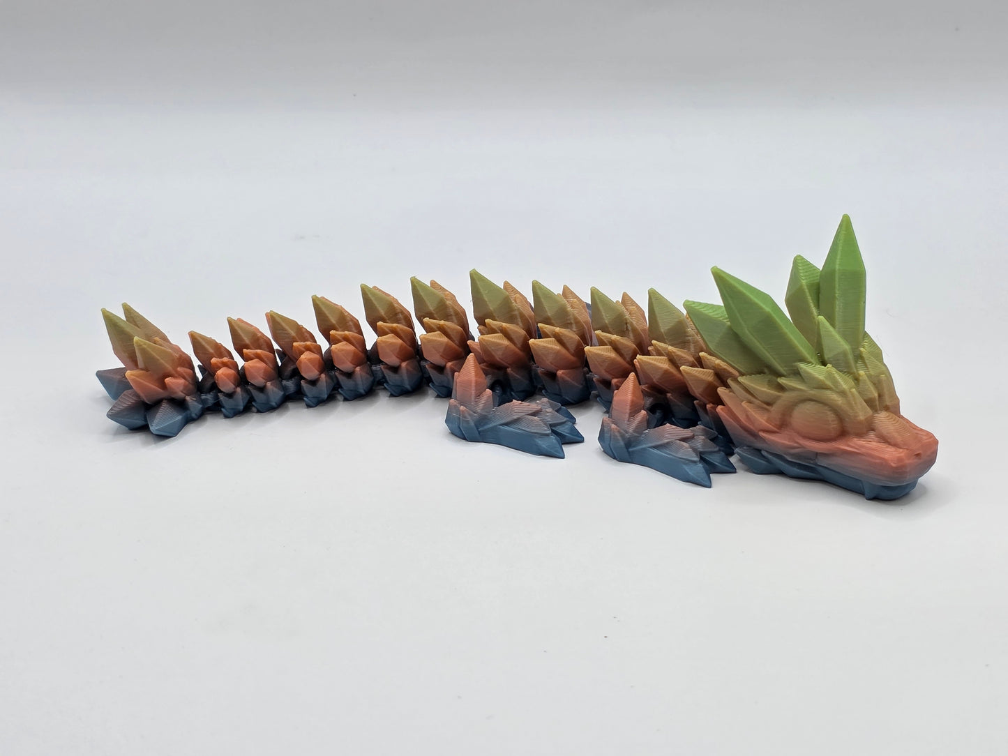 RTS Green/Peach/Blue Rainbow Silk Crystal Dragon (Small)