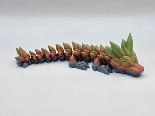 RTS Green/Peach/Blue Rainbow Silk Crystal Dragon (Small)