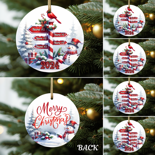 Cardinal Road Sign Family Ornament