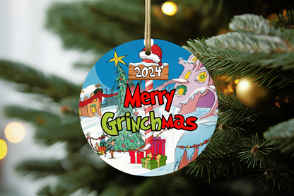 Green Guy Road Sign Family Ornament