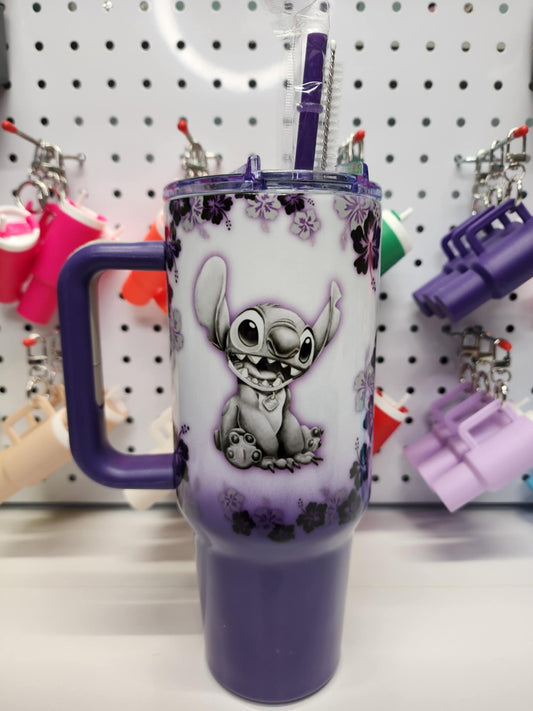 40 oz Purple Ombre - Character w/  Flowers - 4003