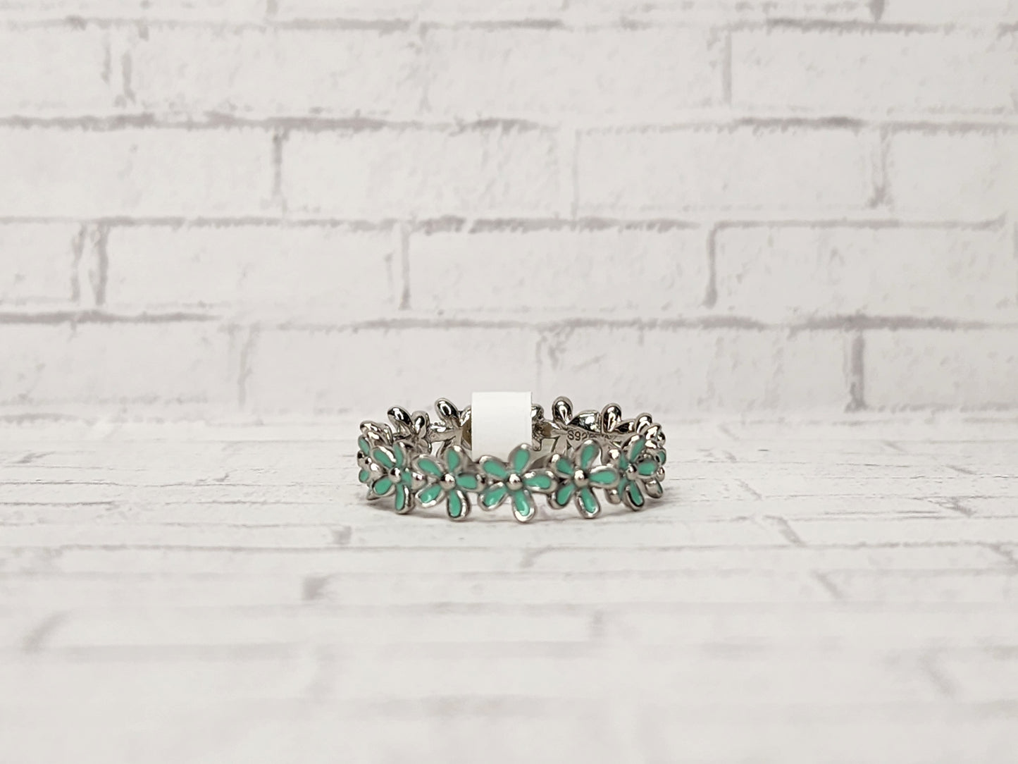 Size 9 Sterling Silver - 942 Teal Flowers