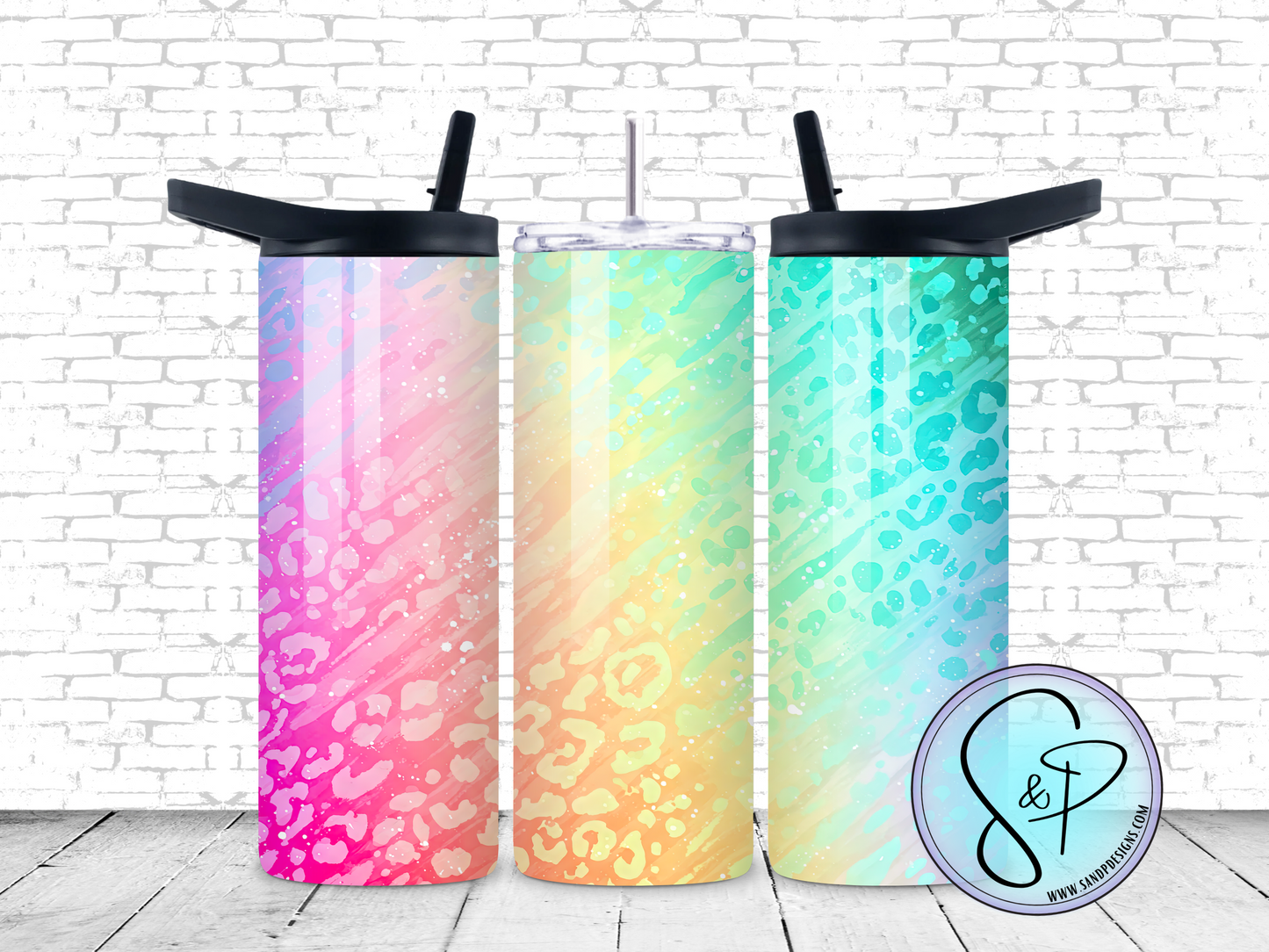 Rainbow Neon Leopard Print - 20 oz