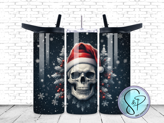 Skull with Christmas hat - 20 oz