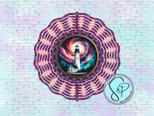 Northern Lights Light House - 8" Wind Spinner
