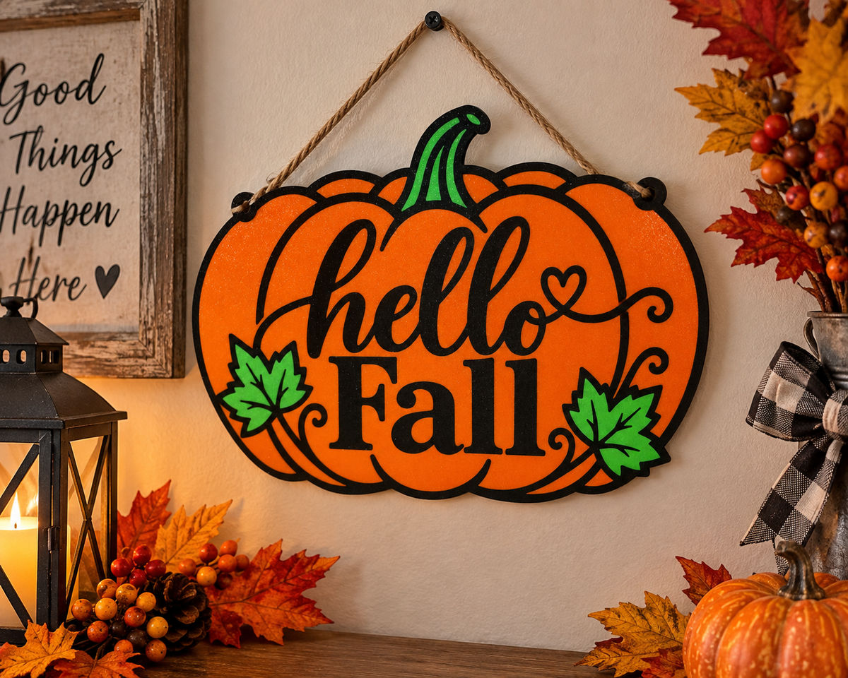 Hello Fall Pumpkin Sign