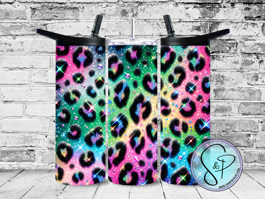 Colorful Leopard Print Glitter - 20 oz