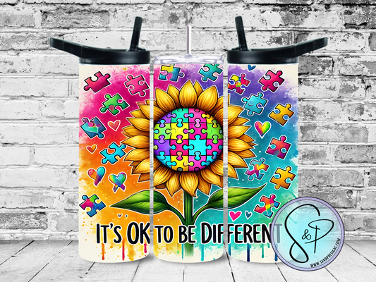 Autism Awareness - It's ok to be different - 20 oz