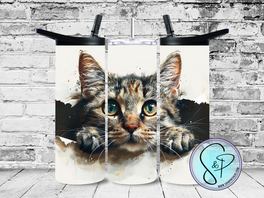 Tabby Cat Peaking - 20 oz