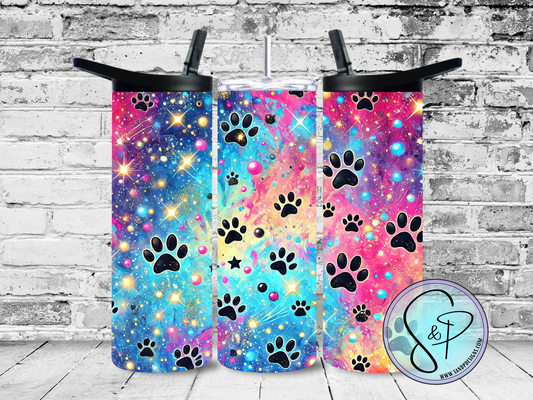 Colorful Paw Prints - 20 oz
