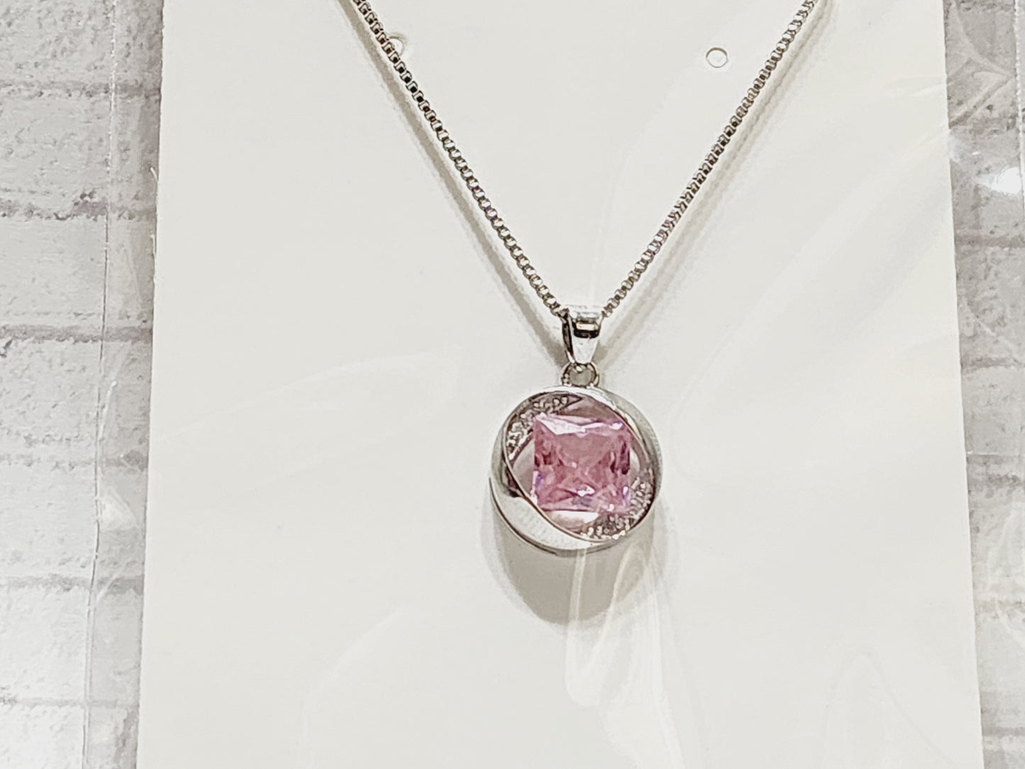 Necklace Sterling Silver - N17 Pink Circle