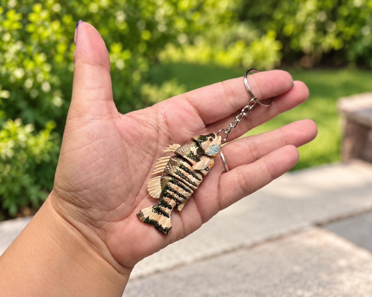 Blue Gill Fish Keychain