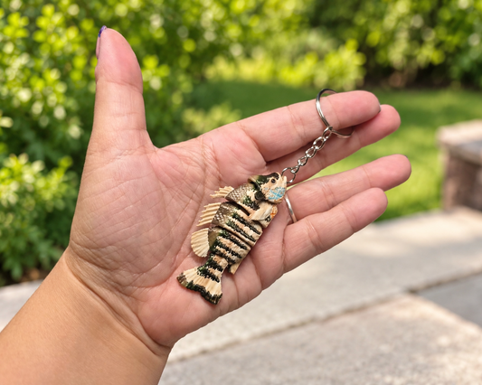 Blue Gill Fish Keychain