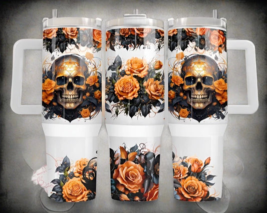 Gothic Skulls (Black and Orange) - 40 oz.