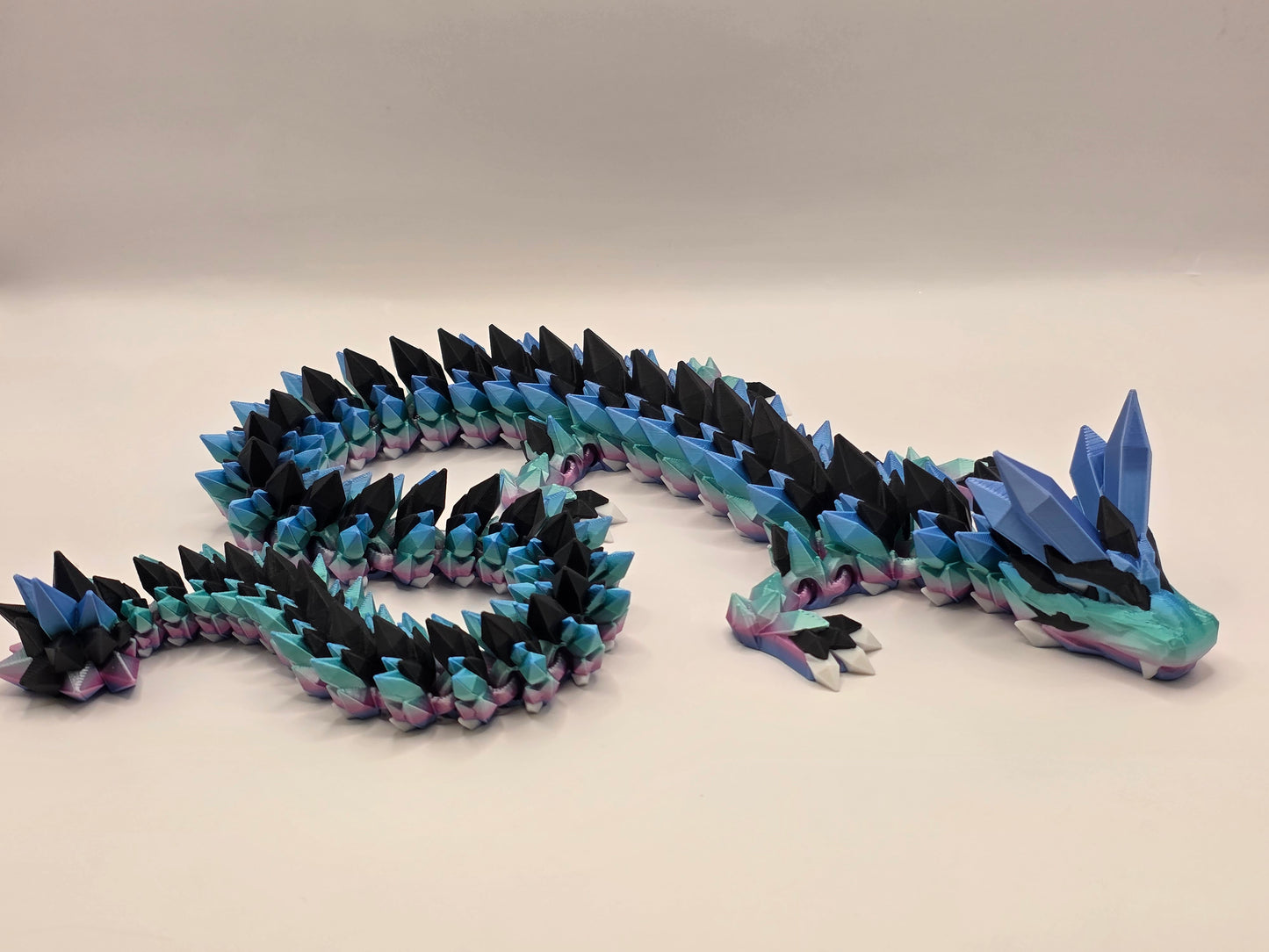 27" Crystal Dragon #1 - Blue Rainbow Silk Ombre