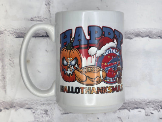 Buf Bil Hallothanksmas (White) - 15 oz MUG