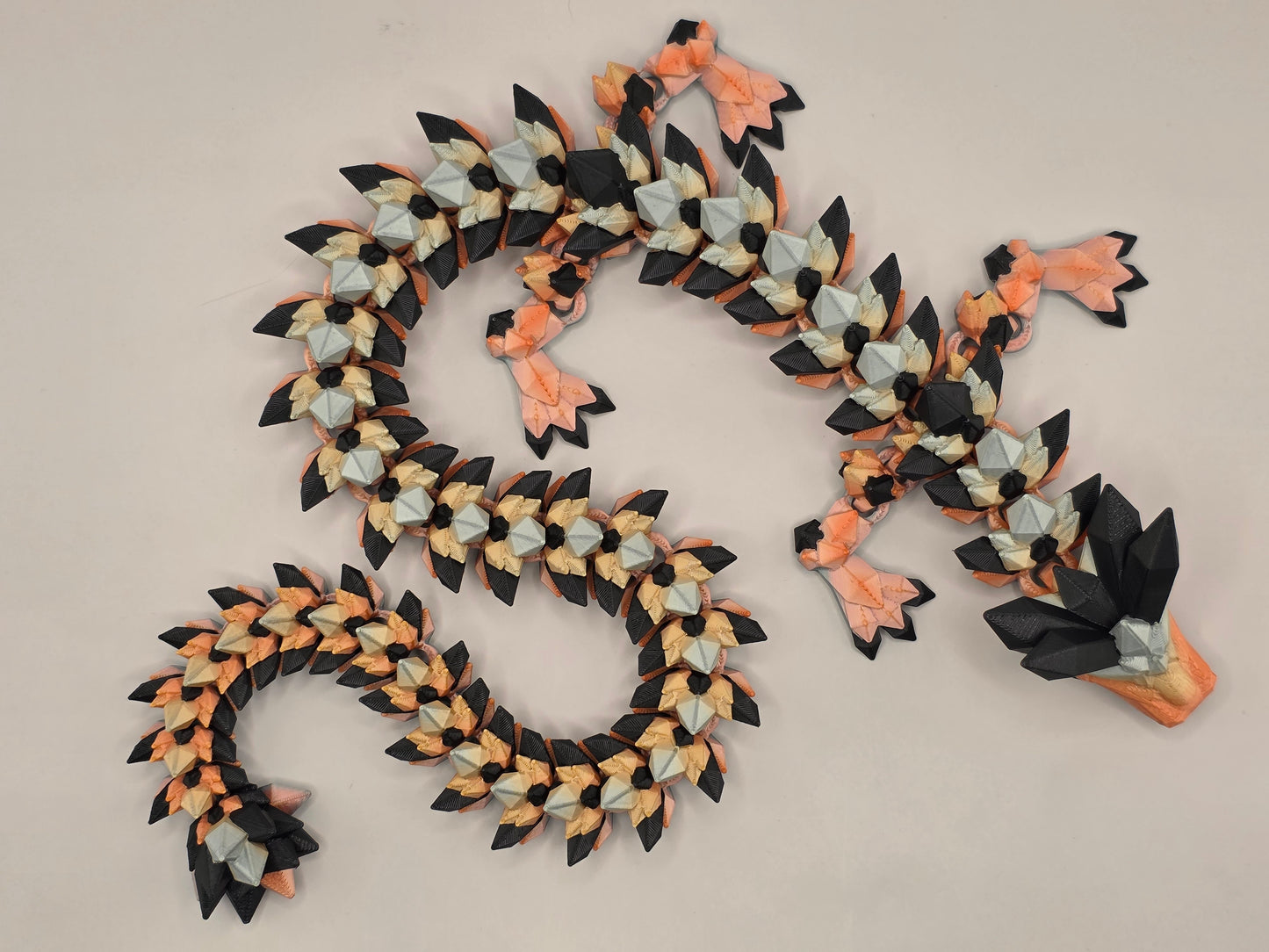 27" Crystal Dragon #6 - Orange/Silver Silk Ombre