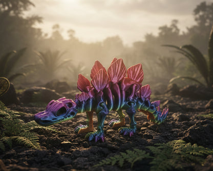 3D printed dinosaur skeleton, Stegosaurus skeleton, dinosaur display, dinosaur collectible, 3D printed dinosaur, Stegosaurus model, customizable dinosaur, dinosaur gift, prehistoric display