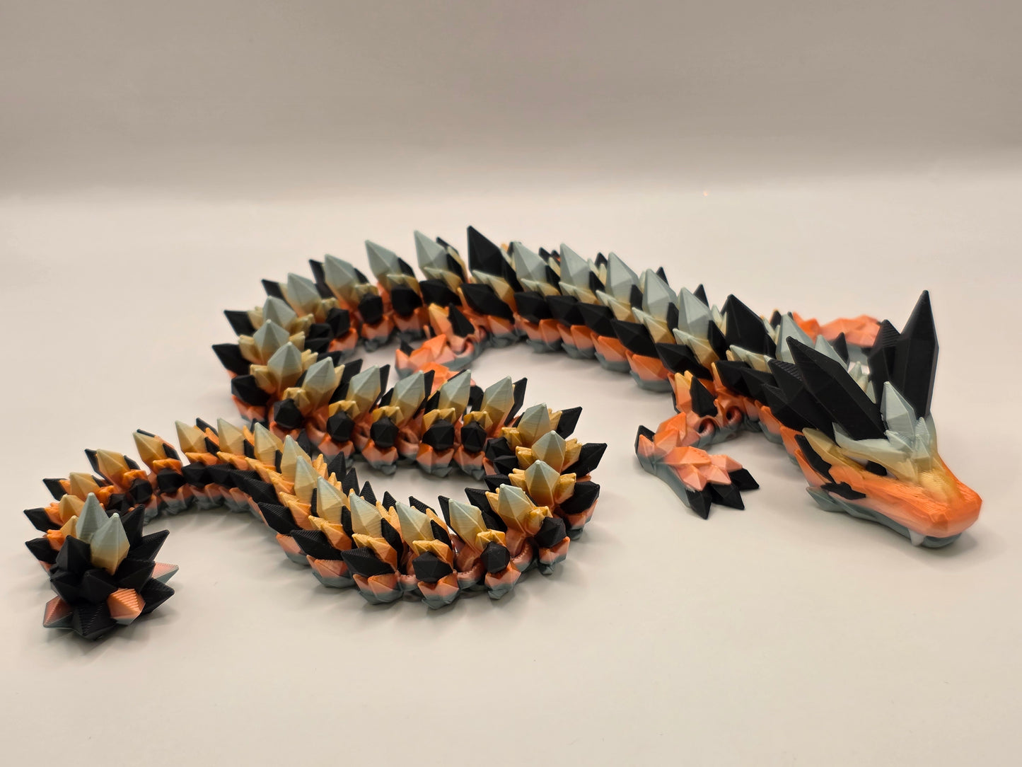 27" Crystal Dragon #6 - Orange/Silver Silk Ombre