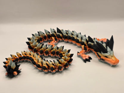 27" Crystal Dragon #6 - Orange/Silver Silk Ombre