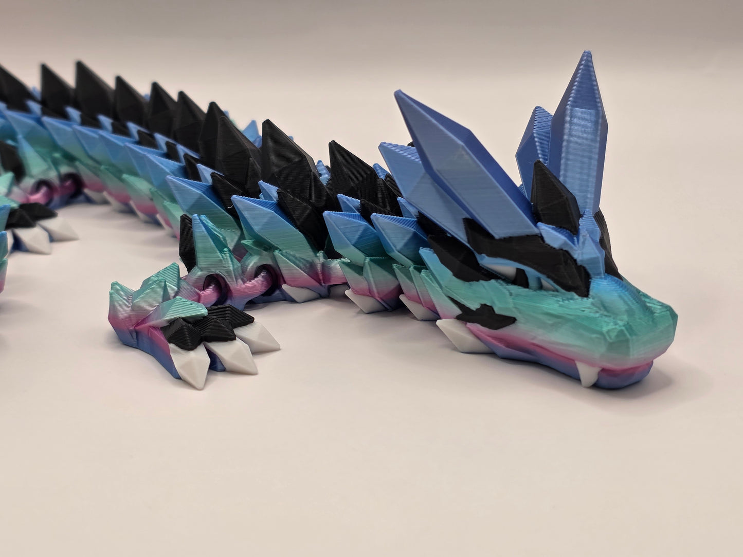 27" Crystal Dragon #1 - Blue Rainbow Silk Ombre