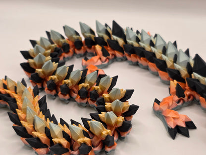 27" Crystal Dragon #6 - Orange/Silver Silk Ombre
