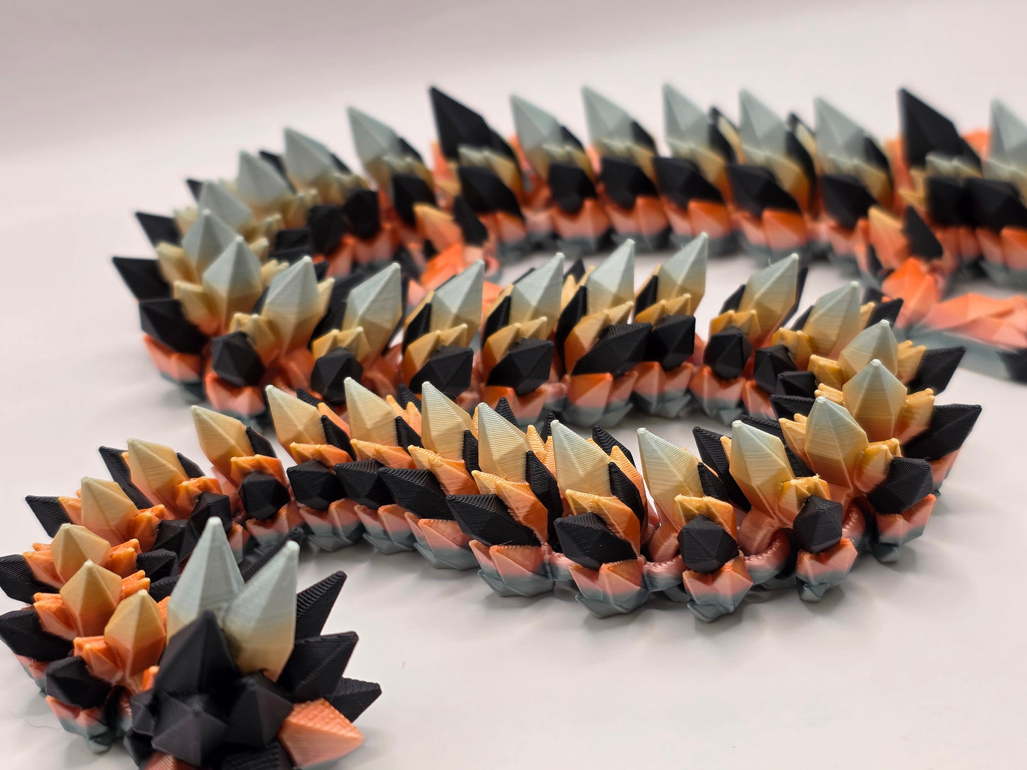 27" Crystal Dragon #6 - Orange/Silver Silk Ombre