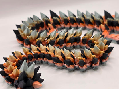 27" Crystal Dragon #6 - Orange/Silver Silk Ombre