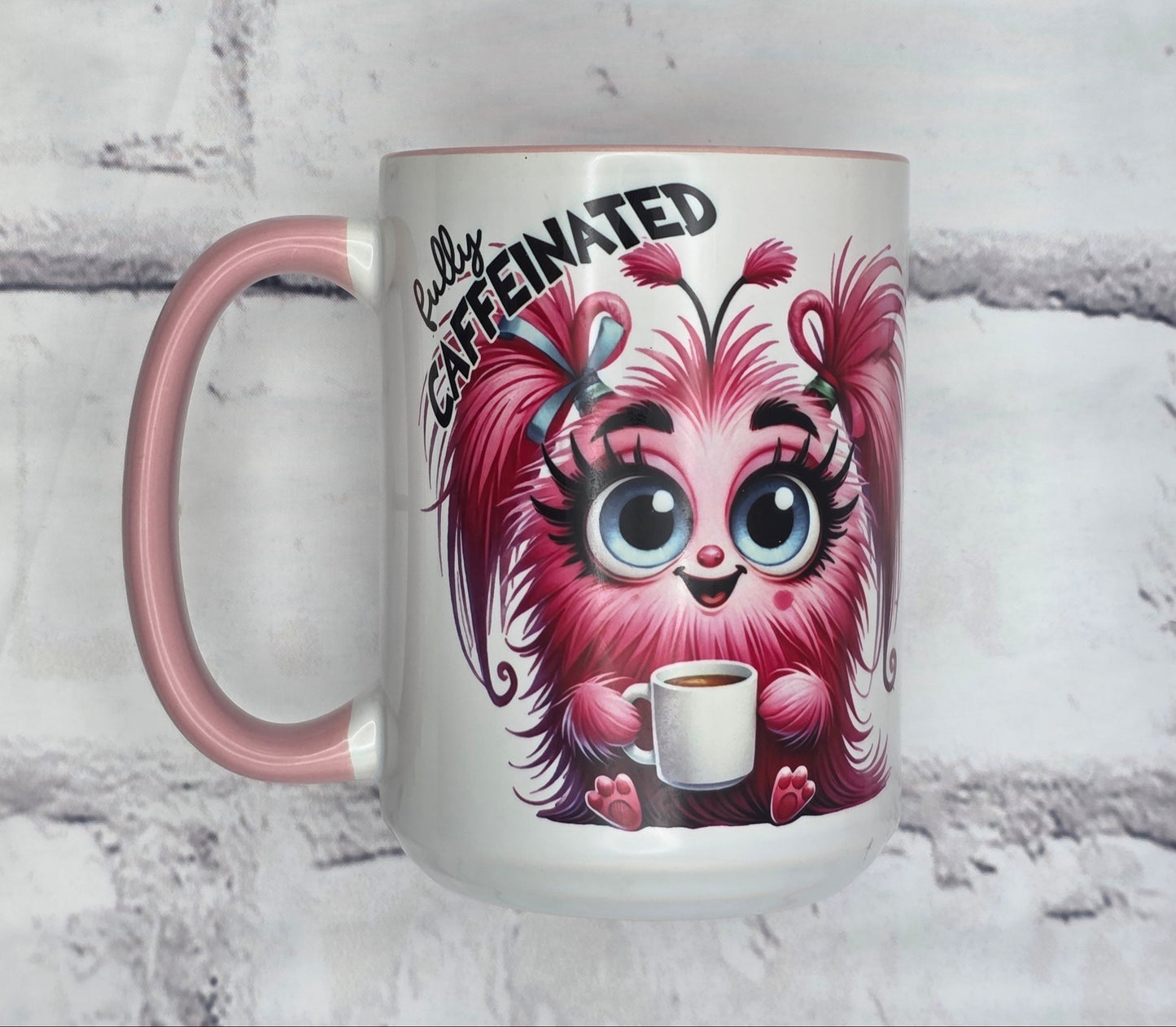 Before Coffee, Fully Caffeinated (Light Pink) - 15 oz MUG