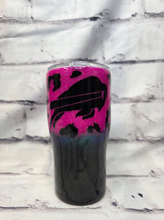 Black and Pink Buffalo B - Epoxy 20 oz Curved