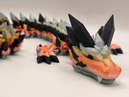 27" Crystal Dragon #6 - Orange/Silver Silk Ombre